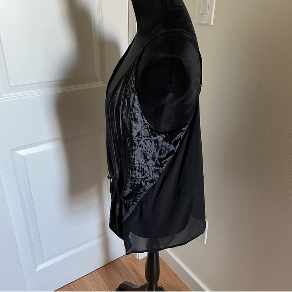 J Brand Black Velvet Front Viscose Silk Combo Tie Front Tank Top EUC Size Large - Picture 7 of 12